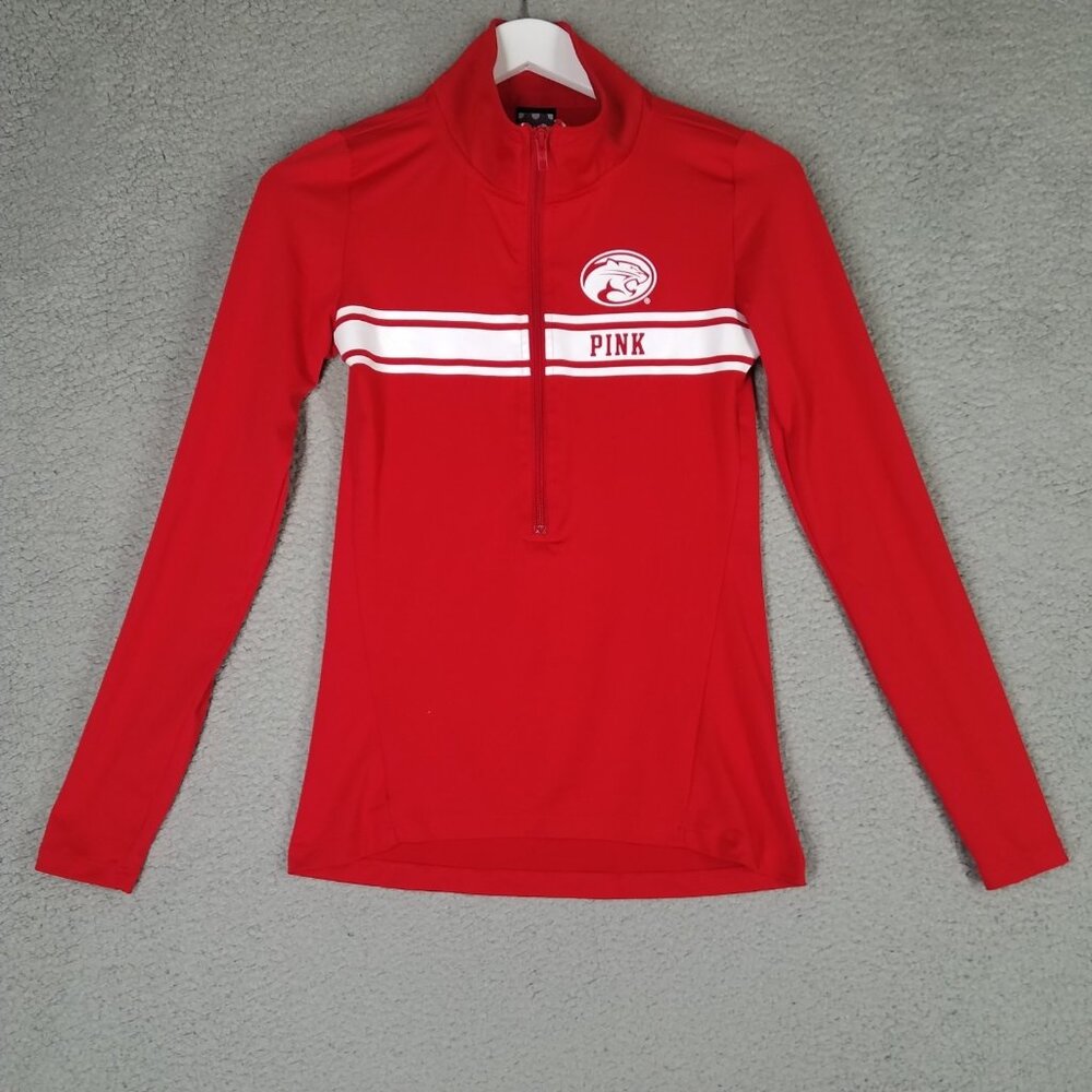 PINK Victoria's Secret Houston Cougars Pullover Womens XS Red 1/4 Zip University